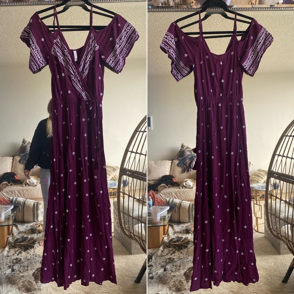 LAST CHANCE! Embroidered Burgundy Maxi Dress